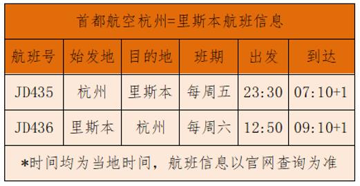 首都航空杭州-里斯本国际航线开通