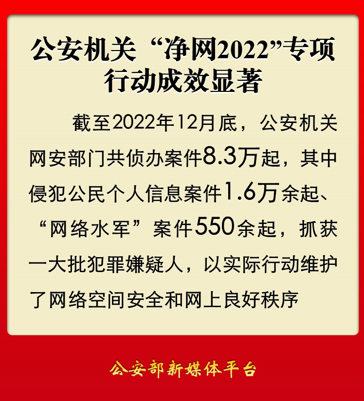 公安机关“净网2022”专项行动成效显著