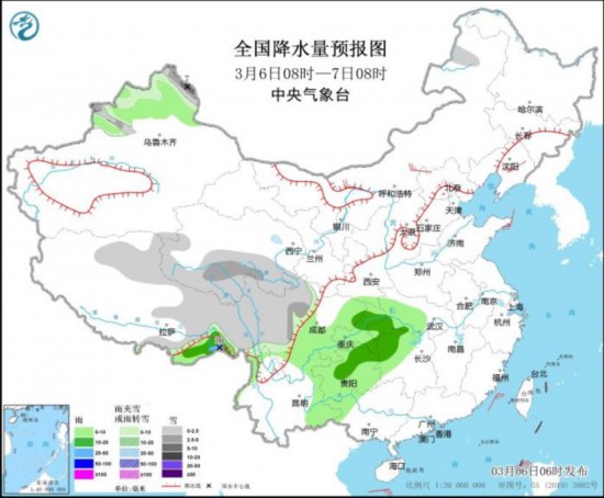 未来三天西南地区多阴雨北方地区多弱冷空气活动